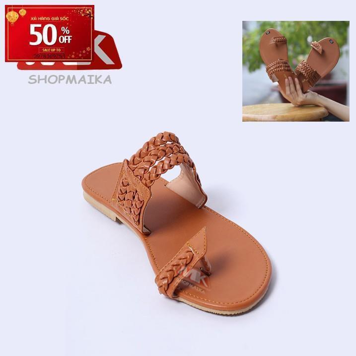 Dép Quai Ngang Xỏ Ngón Thời Trang S121 Nâu