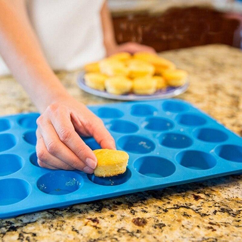 Khuôn Silicone 24 Khoang Khay Chảo Ốp Mini Cupcake Cookie Máy Nướng Khuôn Nướng Bánh Muffin Cốc Silicone