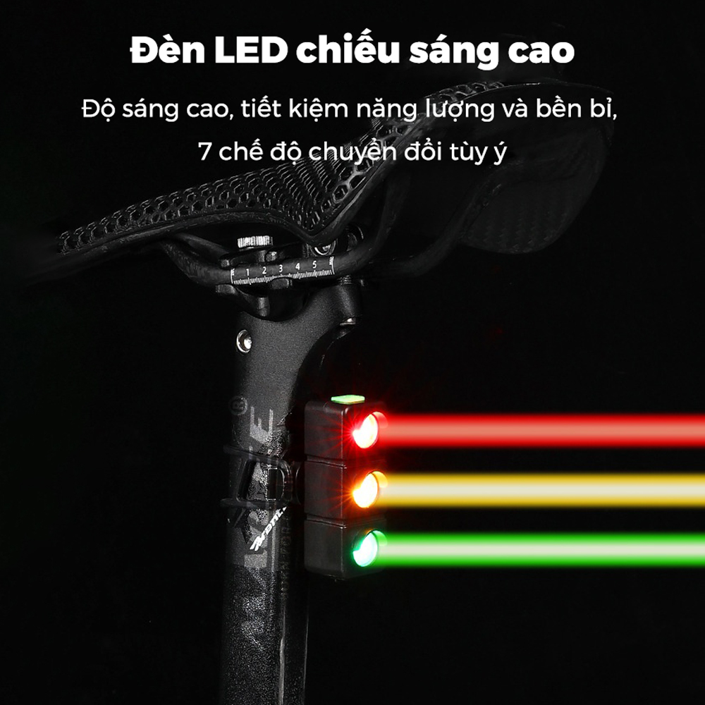 Đèn Đuôi Xe Đạp Ba Màu Giao thông BR-05, Sạc Type-C Pin Bền 480mAh, Cảm biến phanh, Đèn Đạp Xe An Toàn Ban Đêm, Dễ Dùng Cho Người Mới - Mai Lee
