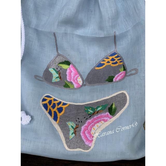 Túi dây rút thêu tay hình bộ bikini size 30*40 cm - Hand Embroidery Lingerie Bag Vietnam