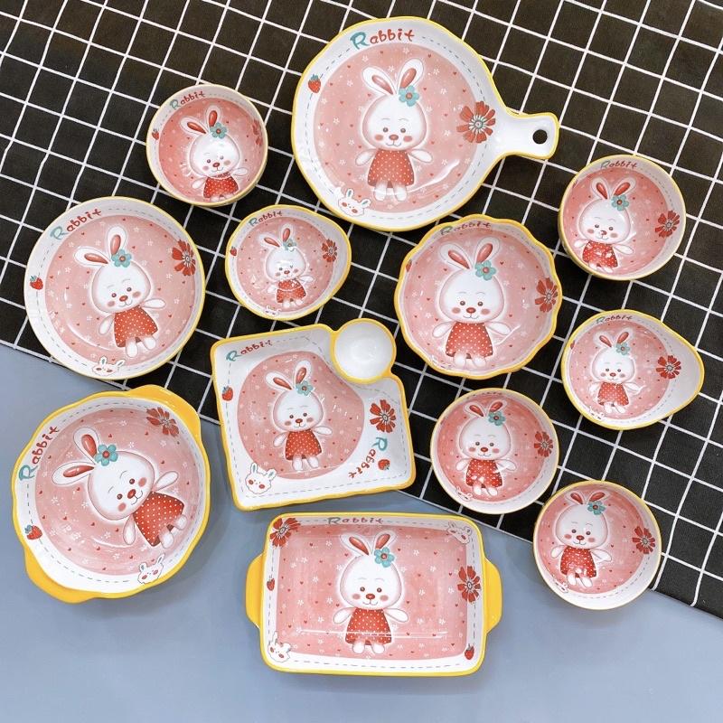 BÁT ĐĨA SỨ RABIT THỎ HỒNG️BÁT ĂN DẶM