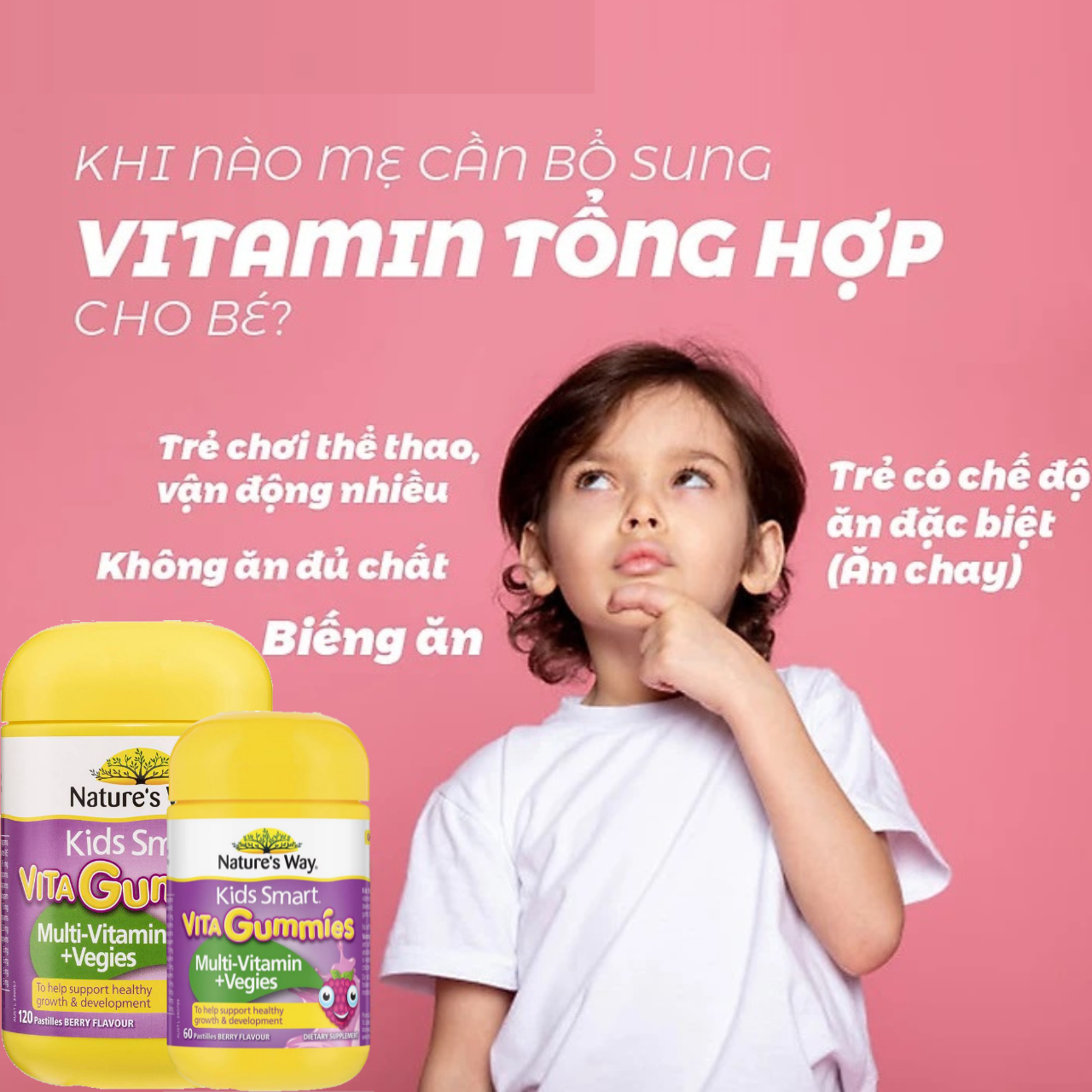 Vitamin tổng hợp cho trẻ Multi-Vitamin +Vegies Nature's Way Úc hỗ trợ sự tăng trưởng, phát triển lành mạnh và tăng sức đề kháng - OZ Slim Store