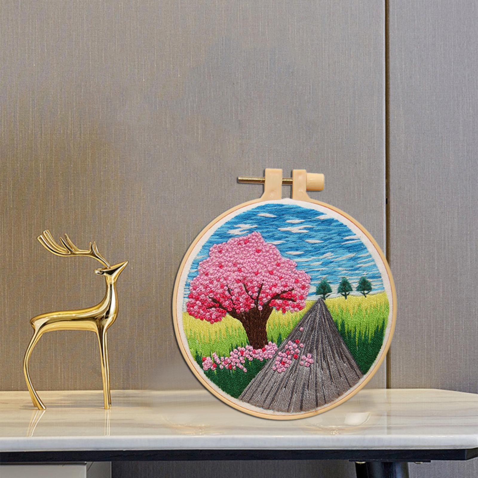 Cross Stitch Sewing Fabric Hoop Art Making DIY Embroidery Adults Peach