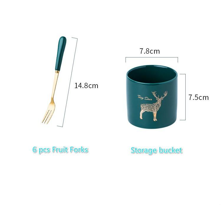 Bộ 6 dĩa ngọc lục bảo kèm dĩa, hàng cao cấp