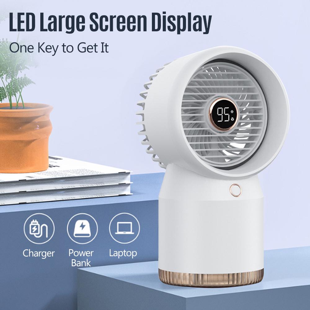Quạt Di Động Mini Nhỏ Phun Sương Tạo Độ Ẩm Usb Màn Hình Kỹ Thuật Số