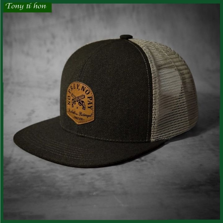 [ Miễn ship / giảm giá ] MŨ NÓN KẾT LƯỠI TRAI NAM NỮ SNAPBACK VÀNH PHẲNG PREY CÁ TÍNH - màu đen nâu