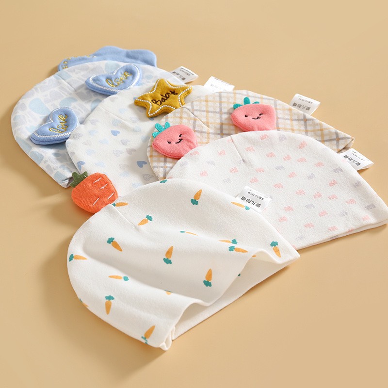 Mũ cotton sơ sinh vải siêu mềm cho bé đến 1 tuổi