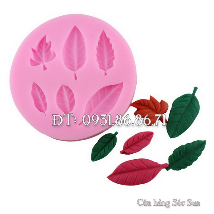 Khuôn silicon 6 lá hoa hồng - Mã số 1466