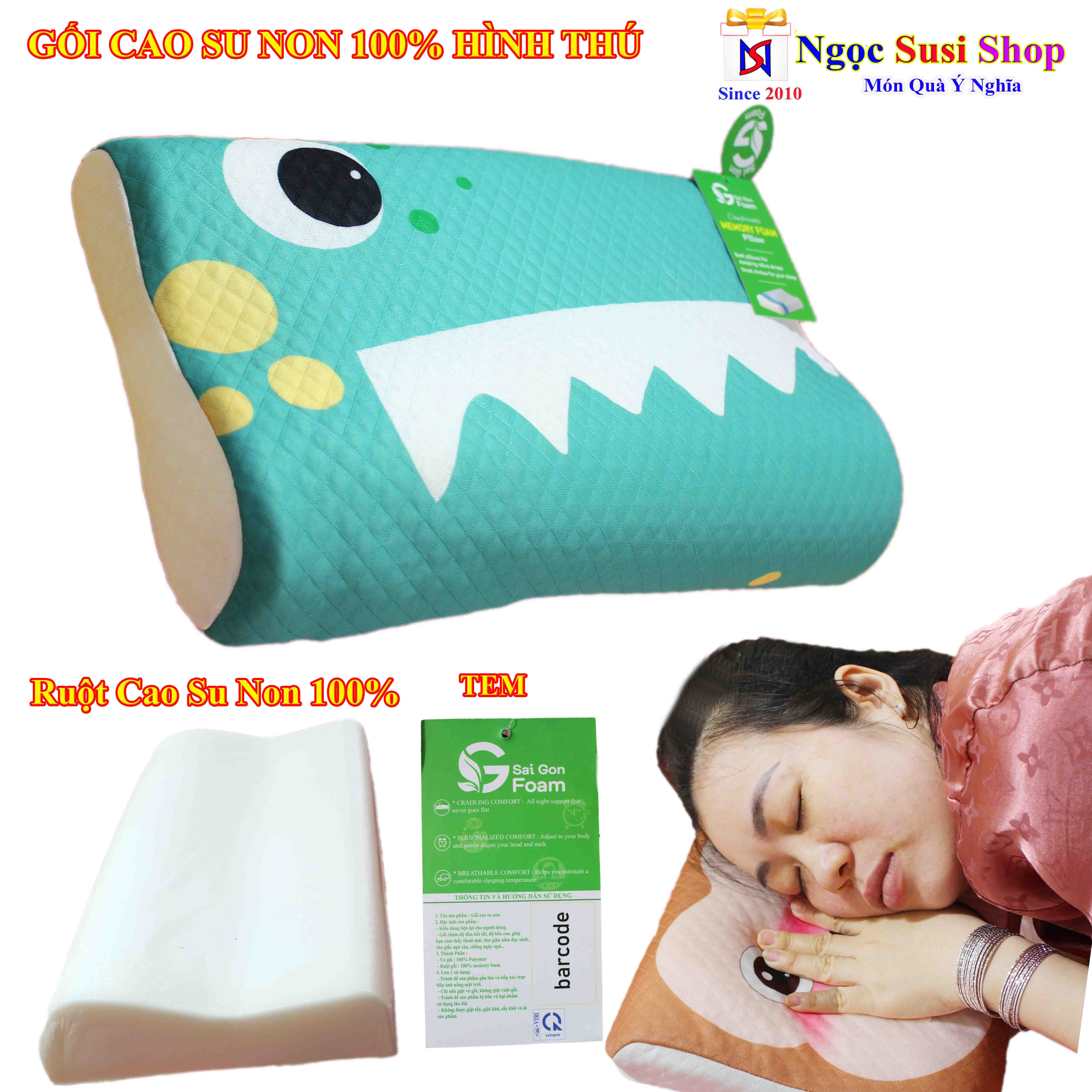 GỐI CAO SU NON 100% CAO CẤP HÌNH THÚ [HÀNG CHUẨN