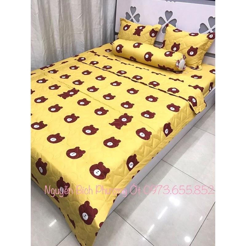 Bộ chăn ga gối 5 món mẫu chú gấu nâu vàng đủ kích thước
