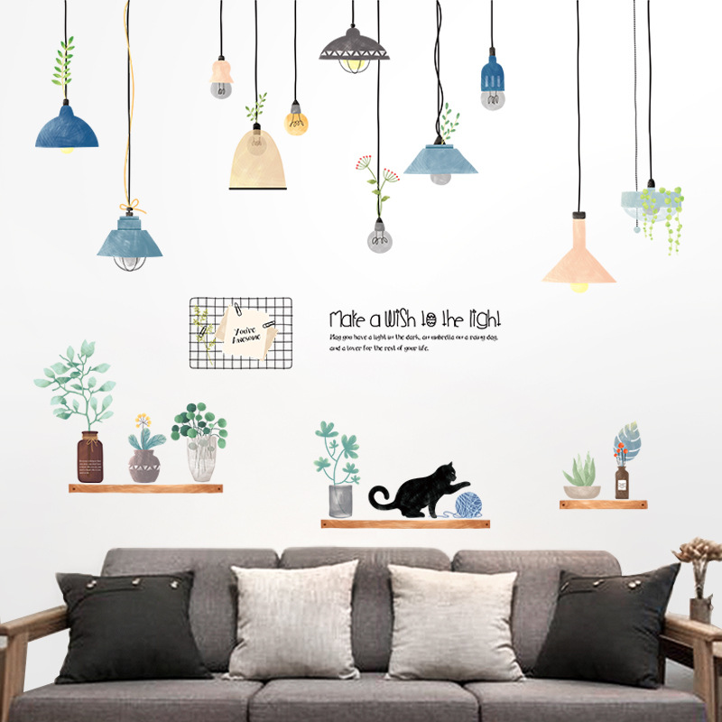 Decal dán tường phòng khách Đèn treo 10 trang trí nhà cửa sáng tạo (100 x 120 cm)