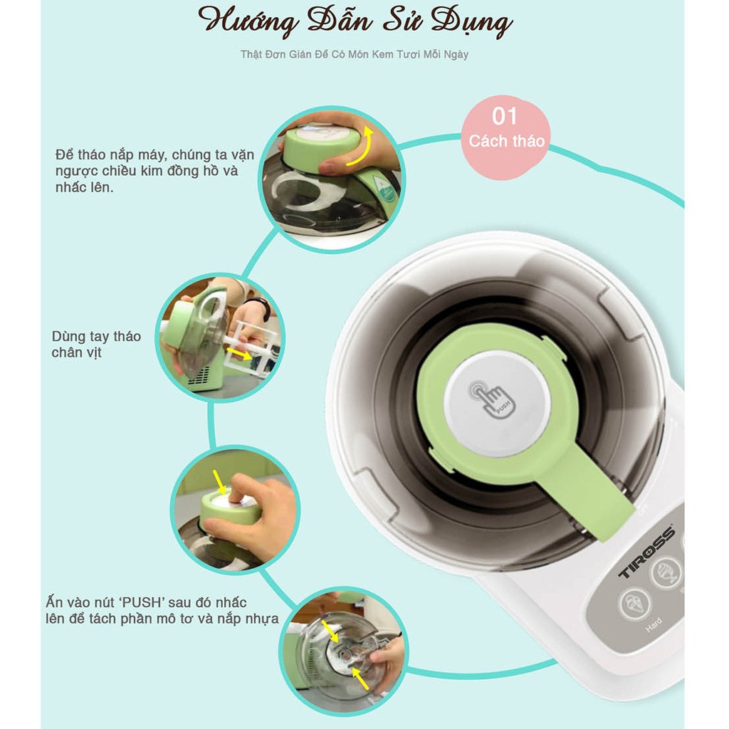 Máy Làm Kem Hoàn Toàn Tự Động Tiross TS9090 - Hàng Chính Hãng