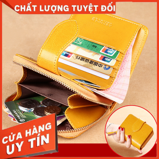 Ví Nữ Mini Da Bò thật Cao Cấp, phong cách Hàn Quốc Xanh/đỏ/vàng/đen TVNN372 - Backpackworld HCM