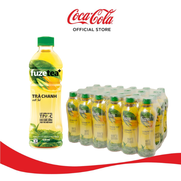 Lốc 24 Chai FUZETEA+ Chanh Sả chai 450ml/Chai Sale 4.4 Coca-Cola Official Store