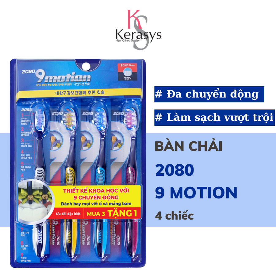 Set 4 bàn chải đánh răng đa chuyển động làm sạch hiệu quả mọi ngóc ngách 2080 9 MOTION Hàn Quốc