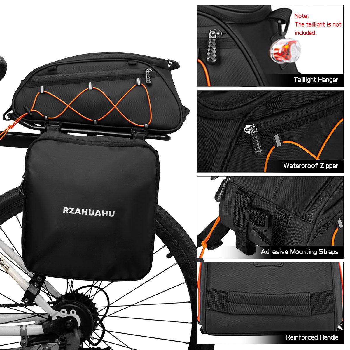 RZAHUAHU 3-in-1 Bike Rack Bag Trunk Bag Waterproof Bicycle Rear Seat Bag Cooler Bag with 2 Side Hanging Bags Cycling Cargo Luggage Bag Pannier Shoulder Bag