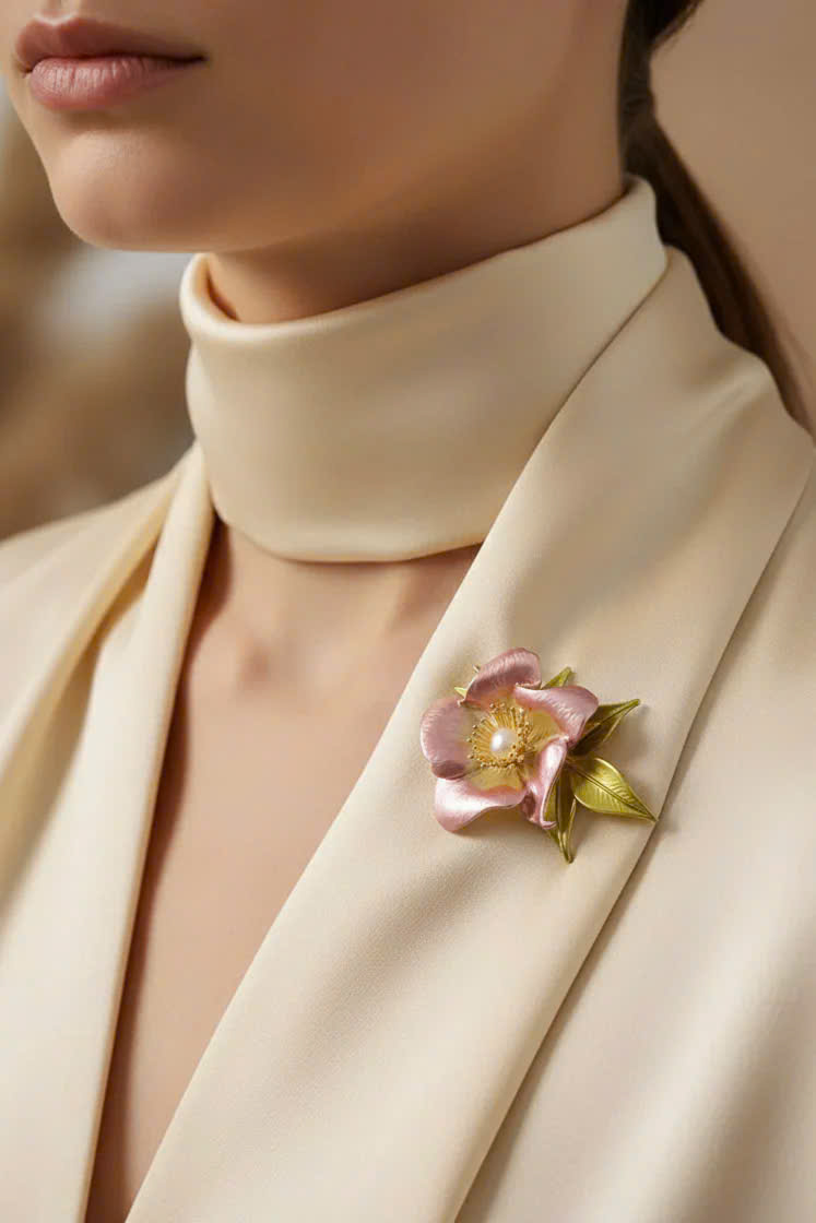 Trâm Cài Áo Vest, Áo Dài Hoa Đính Ngọc Trai Baroque Hồng thời trang thiết kế Hity ACC437