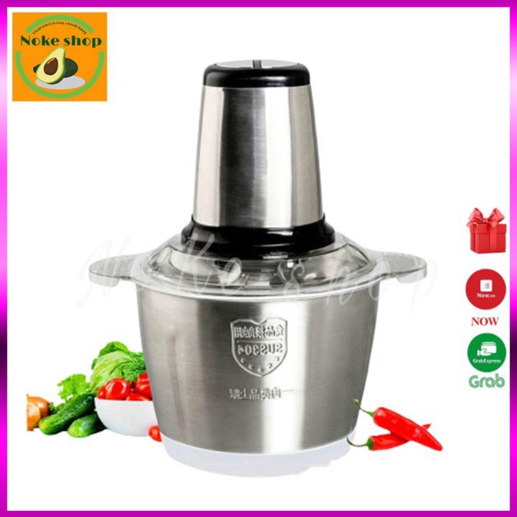 Máy Xay Thịt Cối Inox 4 Lưỡi Đa Năng, Công suất 250W- Máy Xay Sinh Tố Thực Phẩm 2l,Chất Liệu Inox 304 Chuẩn, Siêu Bén