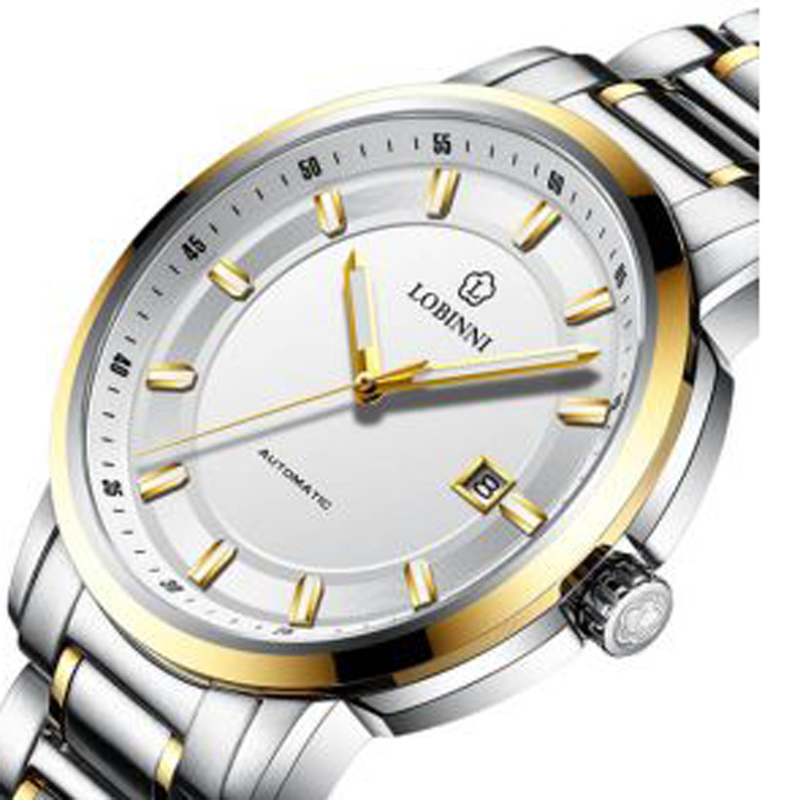 Đồng hồ nam chính hãng LOBINNI L9007-1 Fullbox, Kính sapphire ,chống xước,chống nước,vỏ vàng hồng,dây kim loại thép không gỉ 316L, máy cơ (Automatic), Mới 100%,Bảo hành 24 tháng