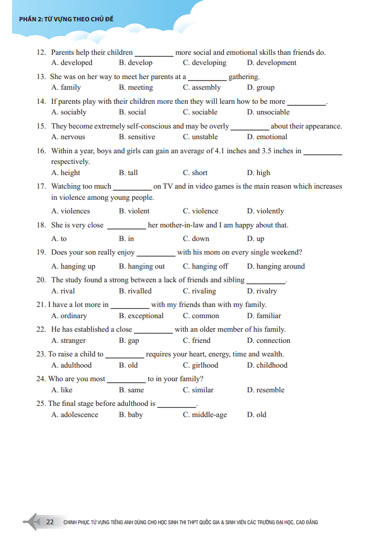 Sách Chinh Phục Từ Vựng Tiếng Anh Dùng Cho Học Sinh Thi THPT Quốc Gia Và Sinh Viên Các Trường Đại Học, Cao Đẳng