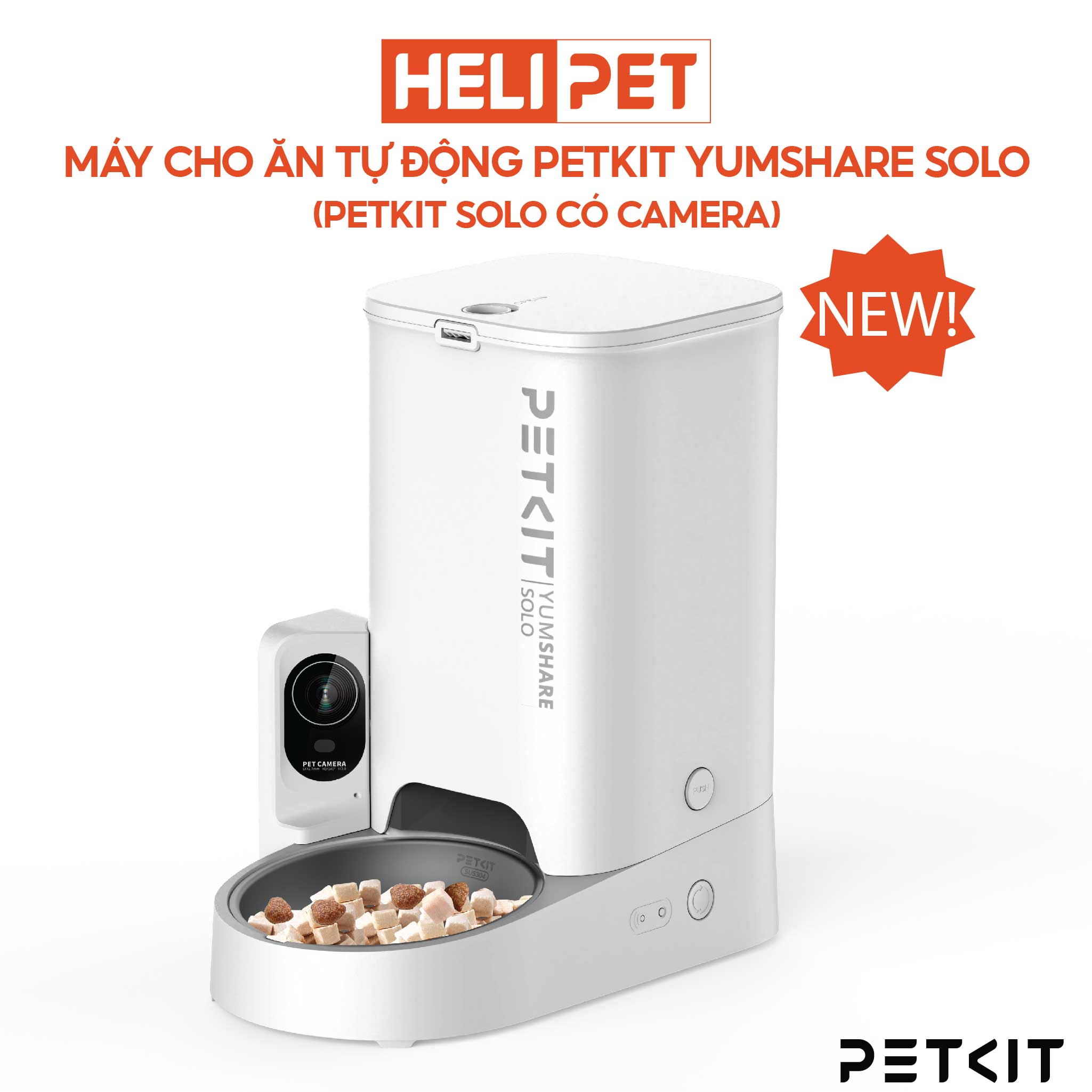 Máy Ăn, Máy Nhả Hạt Cho Mèo Có Camera PETKIT Element Solo Yumshare Dung Tích 3 Lít - HeLiPet