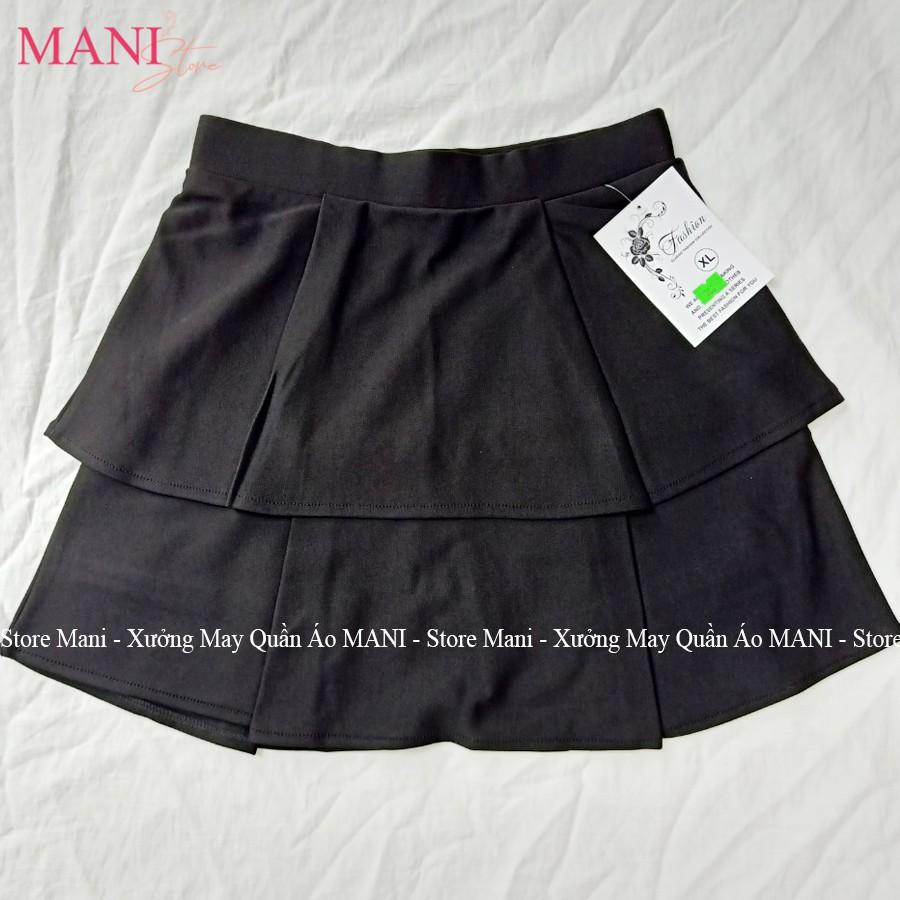 Chân váy 2 tầng ngắn đen có lót trong dáng xòe cá tính ôm bigsize cạp chun lưng thun vải Umi co giãn mặc công sở đi biển