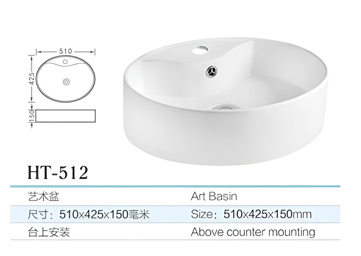 CHẬU RỬA MẶT LAVABO EUROVINTO CAO CẤP MÃ HT-512