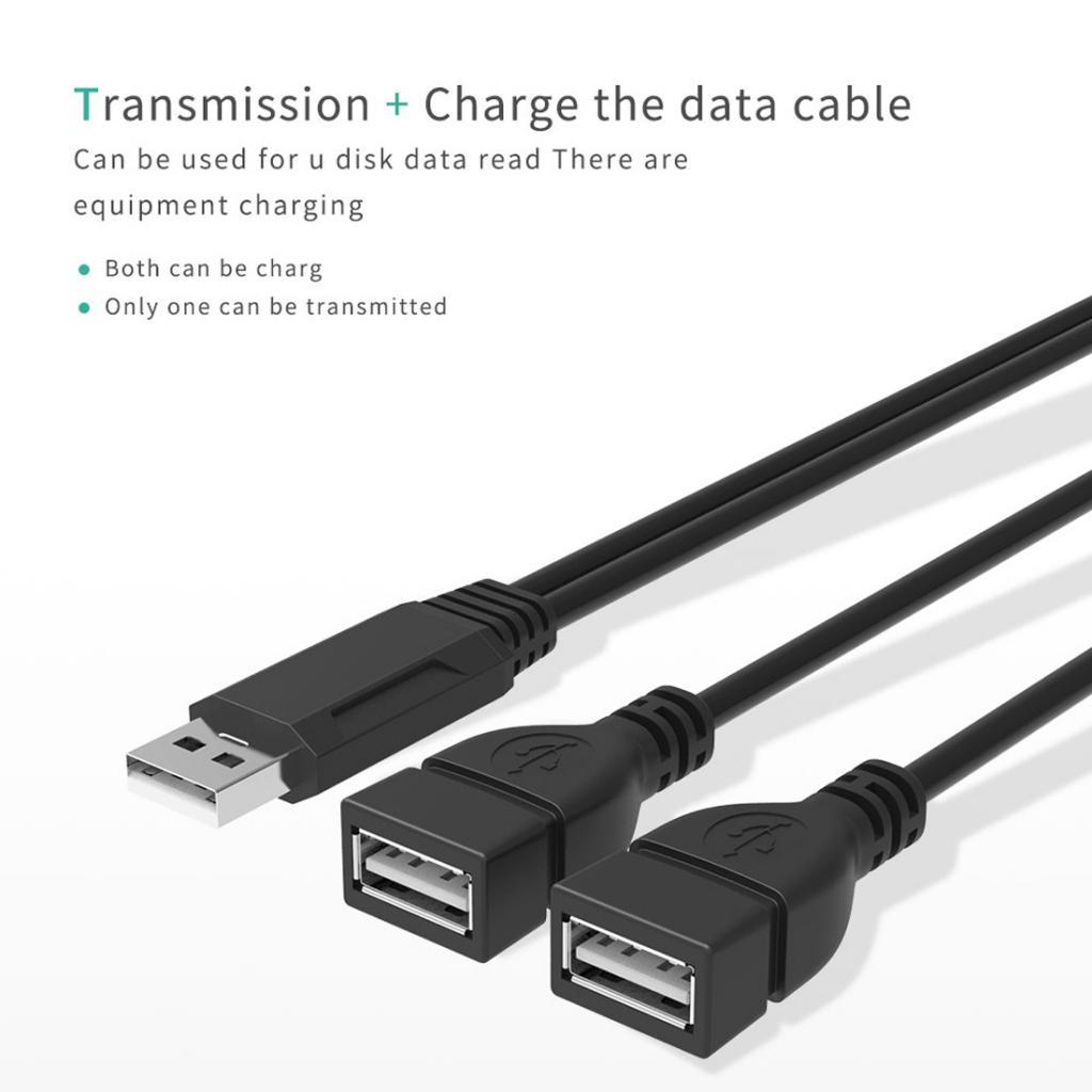 USB 2.0 A Male to Dual USB Female Y Splitter Charger and Data Cable