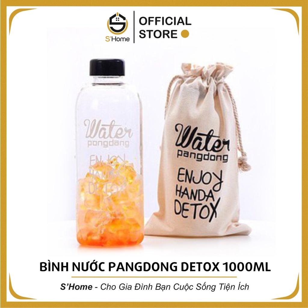 Bình Nước ️S'Home️Chai Nước Detox Thời Trang Cao Cấp, Dung Tích 1000ml, Kèm Túi Đựng, An Toàn, Trẻ Trung - SH57