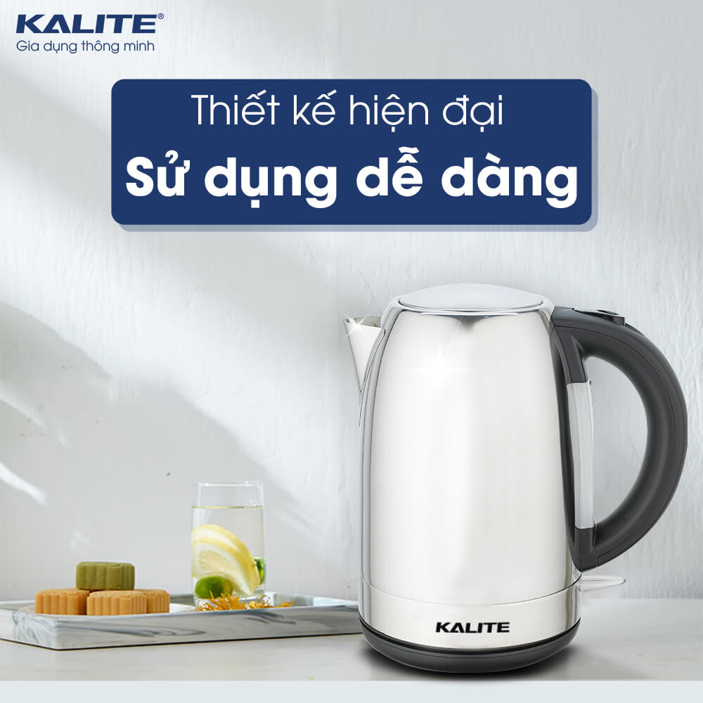 Ấm Đun Siêu Tốc Inox Cao Cấp KALITE KL- 301 Dung Tích 1.7 Lít Công Suất 1850W - Hàng Chính Hãng