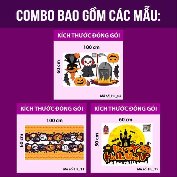 Decal trang trí Halloween 2020 combo thành phố địa ngục