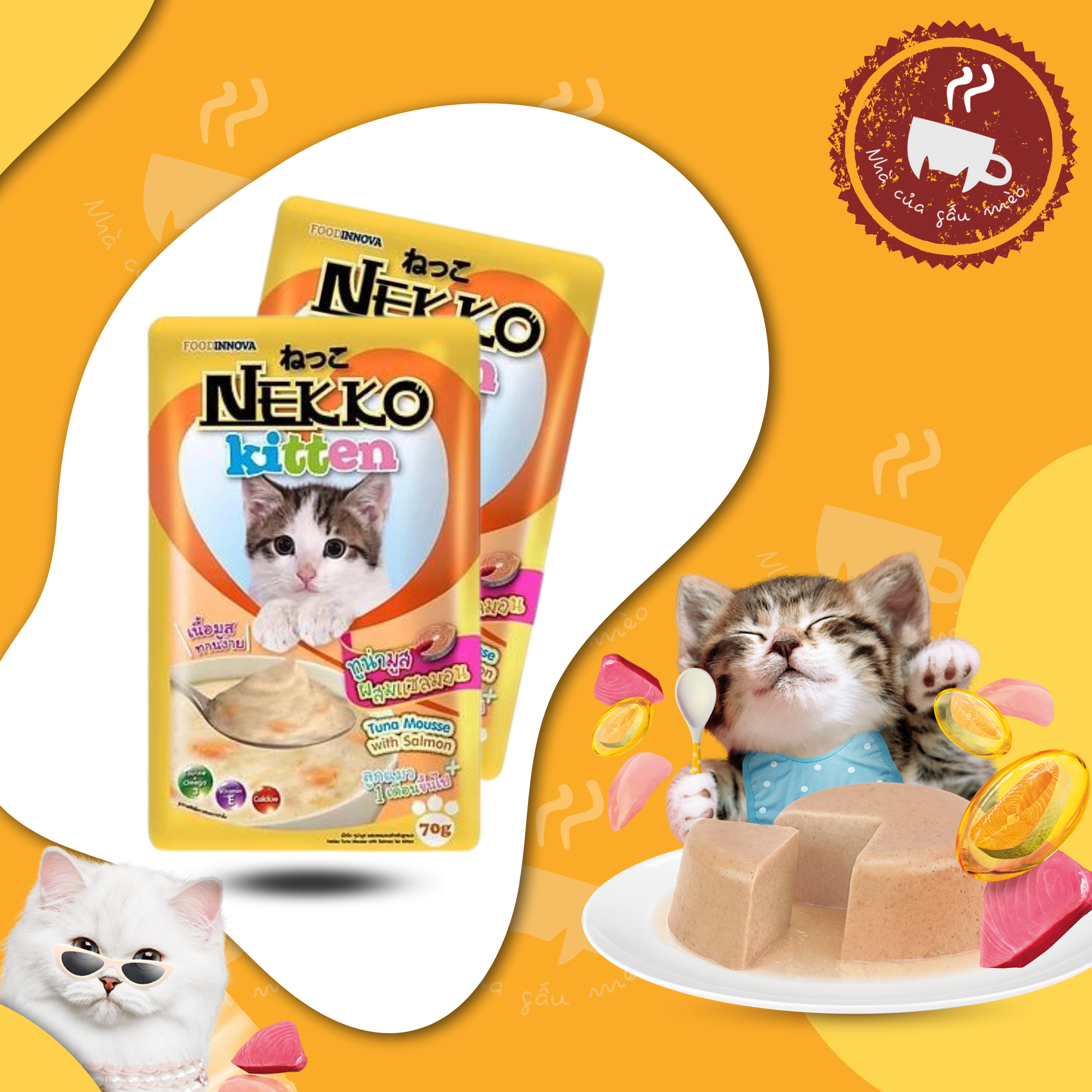 Thức ăn cho mèo / Pate NEKKO Kitten dành cho Mèo con từ 1-12 tháng tuổi - gói 70g