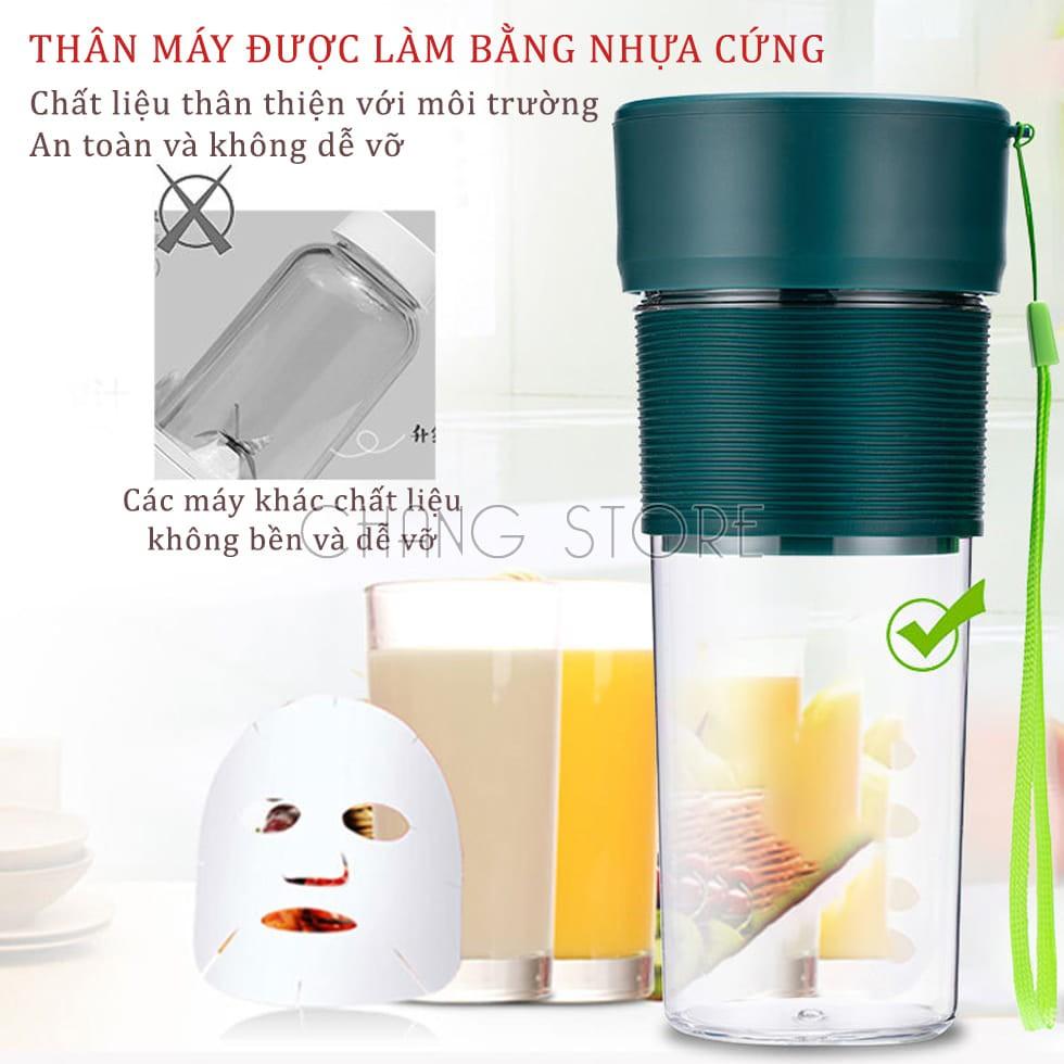 Máy Xay Sinh Tố Cầm Tay Mini Portable JB Hàng Nhập Khẩu 300ML, Cốc xay sinh tố hoa quả cao cấp