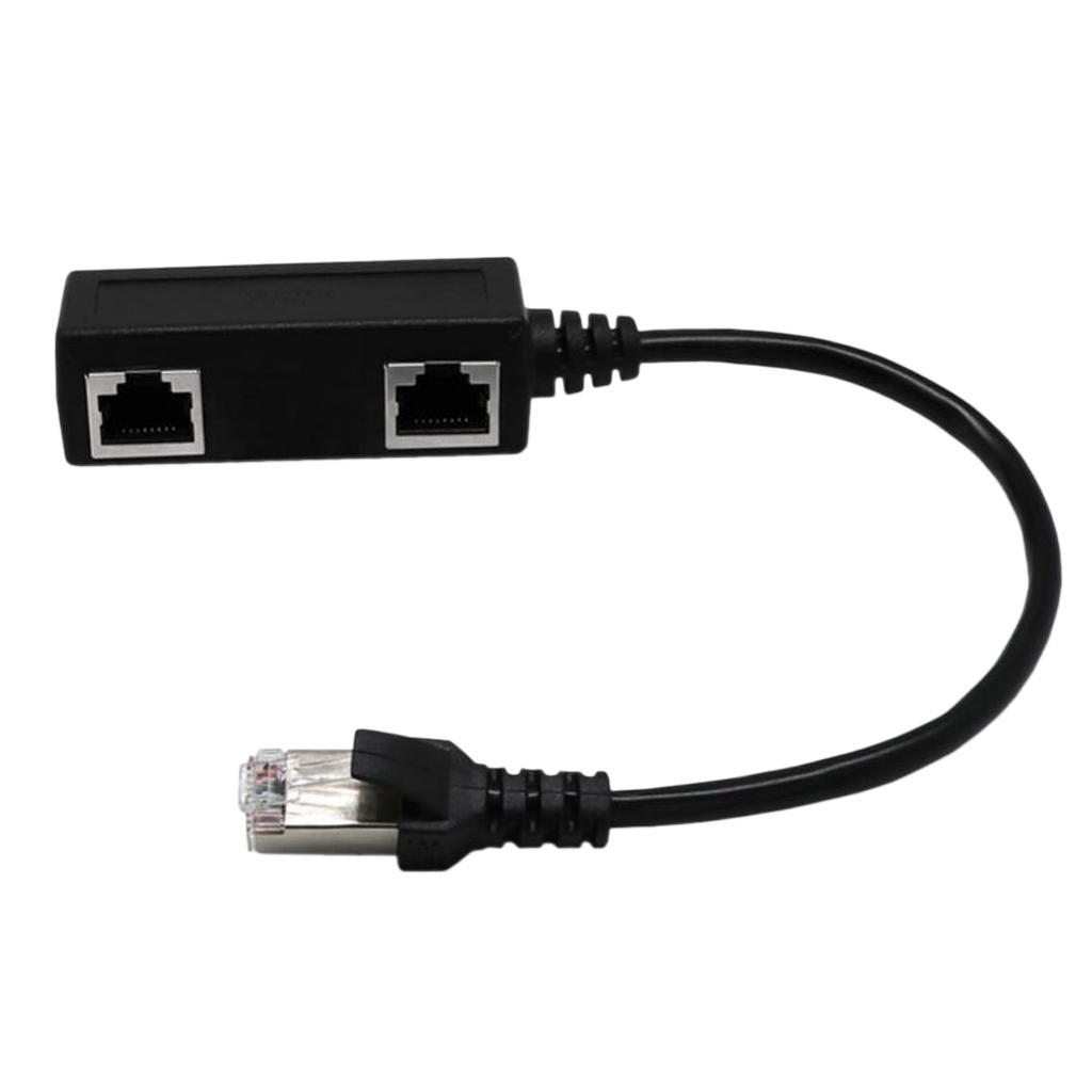 1 to 2 Port Ethernet Switch Y Splitter Adapter Cable for CAT 5/ 6 LAN