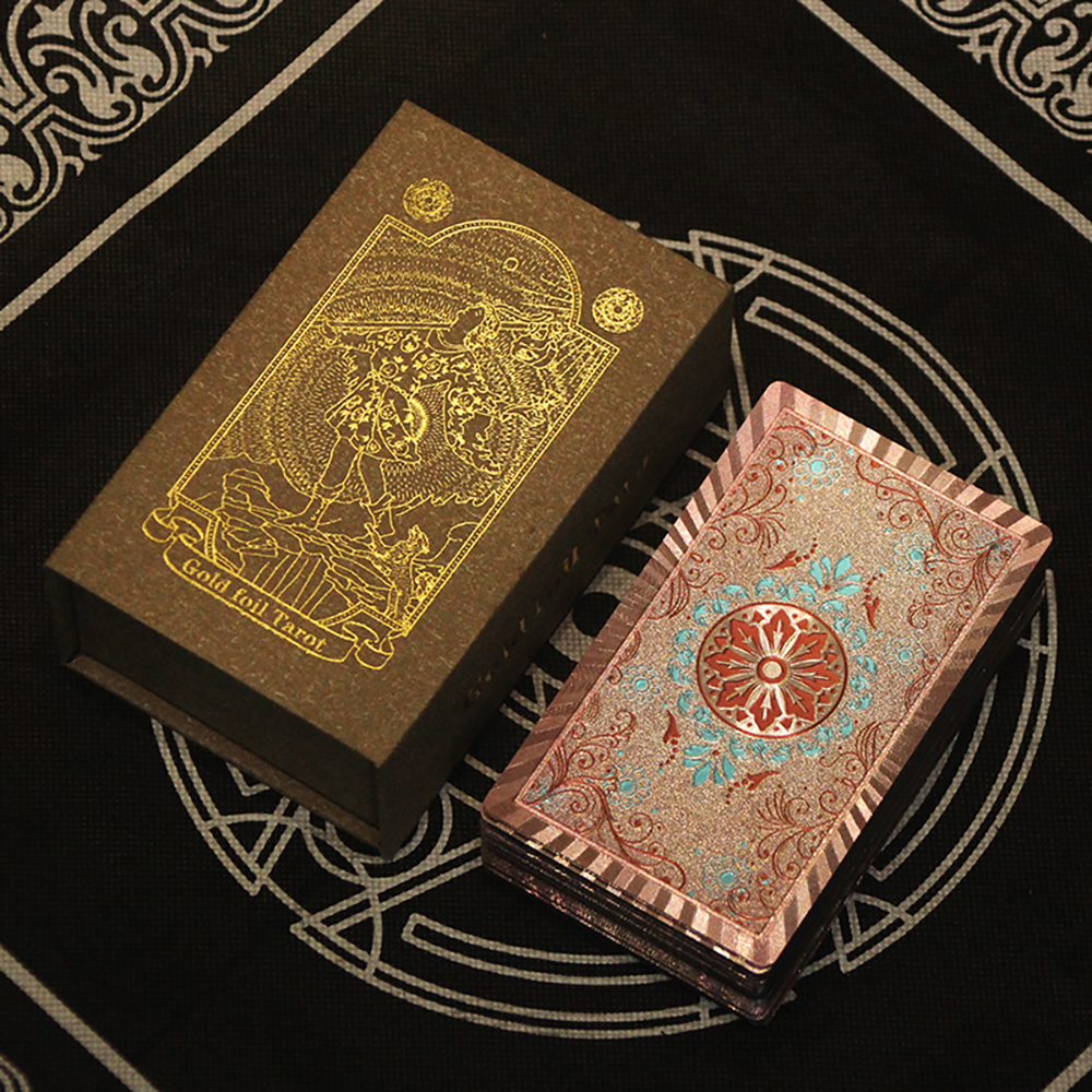 Bộ Bài Tarot Gold Foil Cao Cấp Waite Brown Chất Liệu PVC Chống Nước The Fool Hộp Cứng
