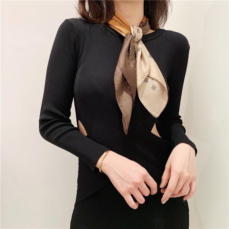 Khăn Lụa Vuông Họa Tiết Chấm Bi Cao Cấp - Chất Liệu Chiffon - 70x70cm - Mã KL015