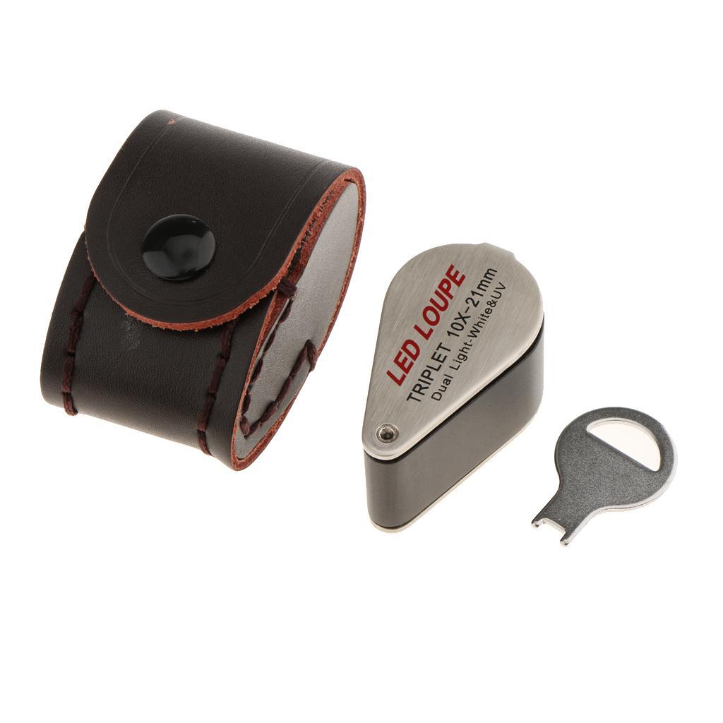 Glass Lens Jewelry  LED Light Magnification  Black 10X