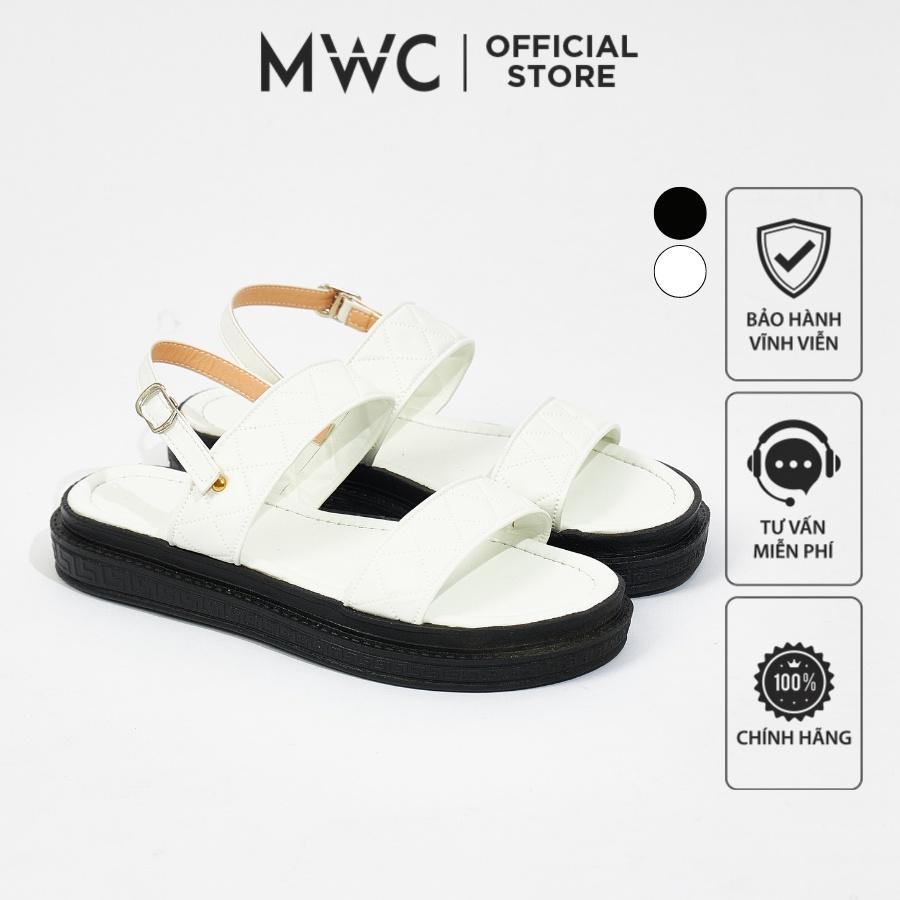 Giày Sandal Nữ MWC 2967 - Giày Sandal Quai Kép Bản To Đế Cao Dập Chỉ Nổi Thời Trang