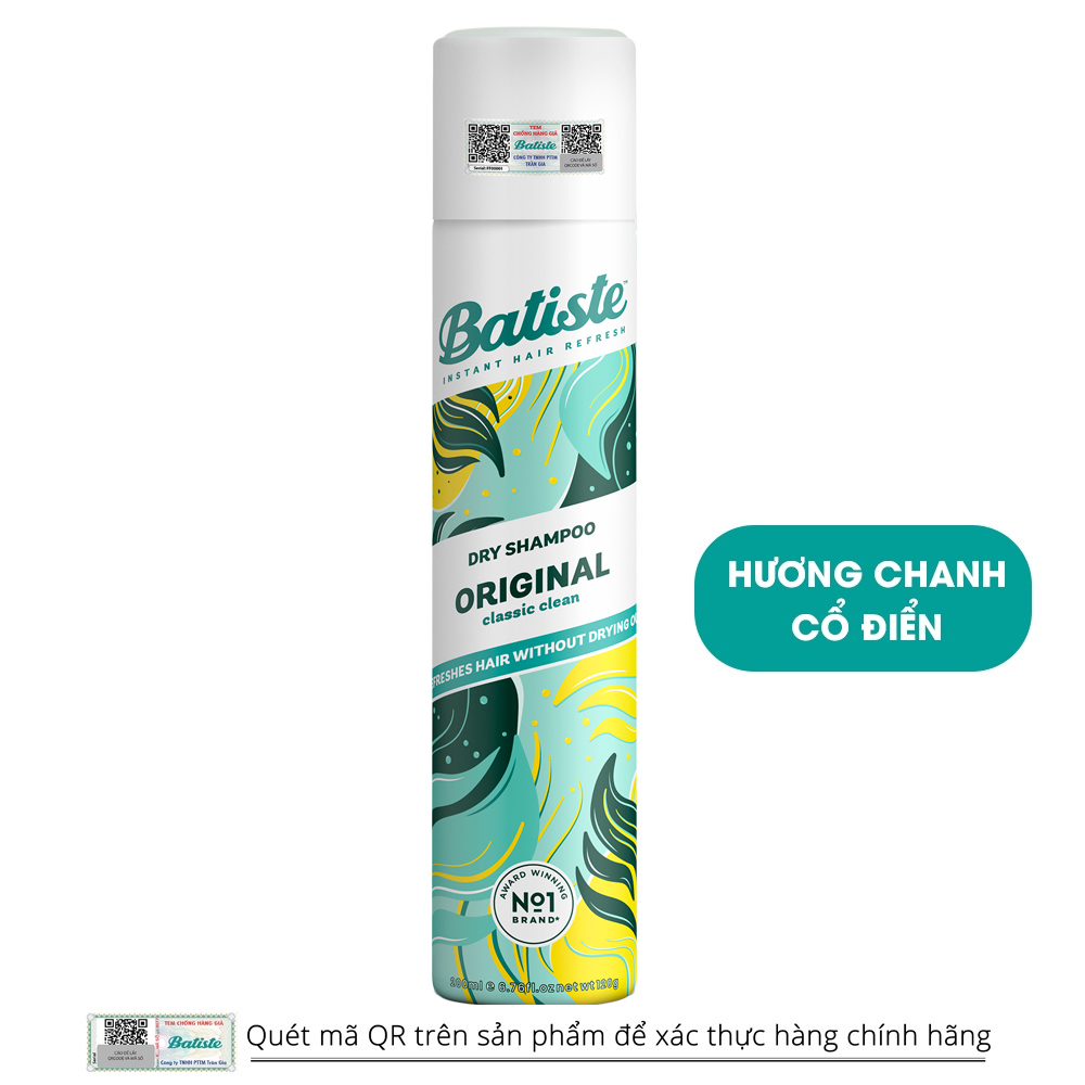 Dầu Gội Khô Batiste Dry Shampoo 200ml Hết Ngứa, Hết Bết Dính Tóc Bồng Bềnh Tức Thì