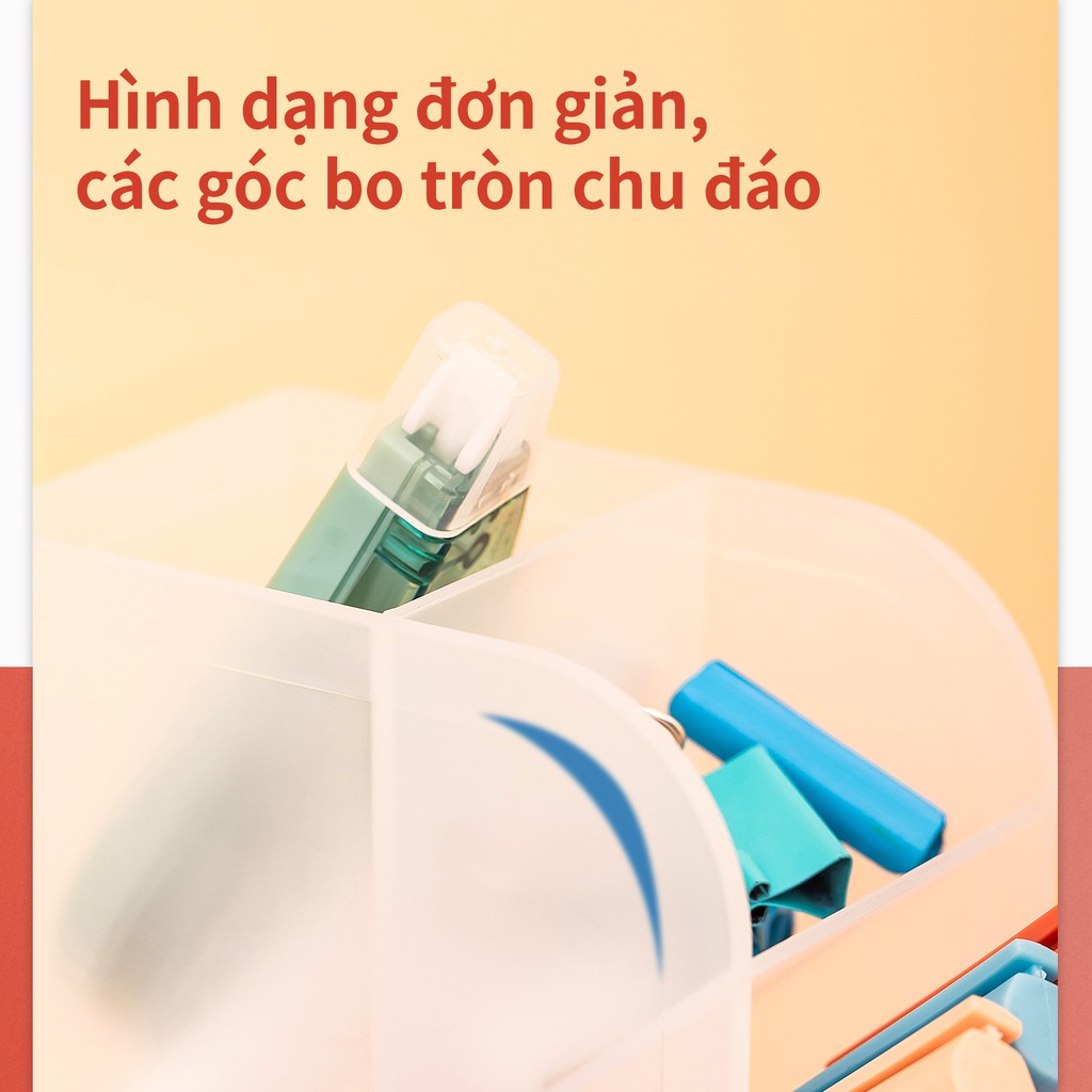 Kệ ống đựng mỹ phẩm 4 ngăn Deli - Xanh/ Trắng/ Hồng - 8932 / 8933