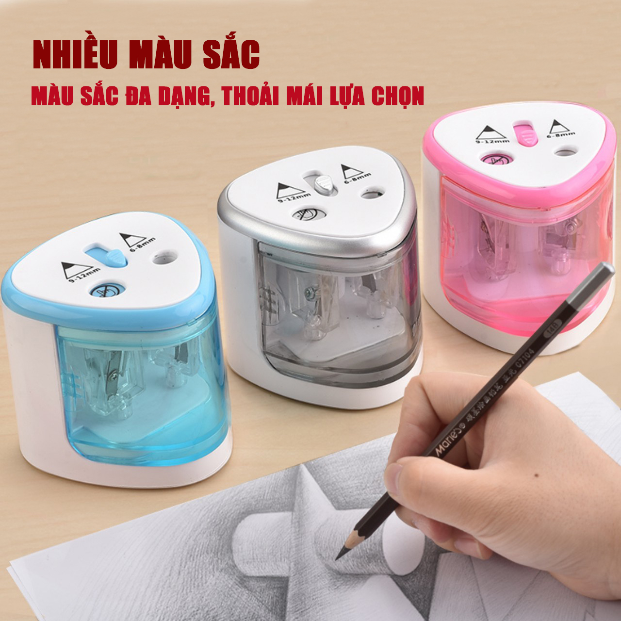 Gọt Bút Chì Tự Động 2 Lỗ, Đồ Dùng Học Tập Cho Bé, Gọt Bút Chì Điện - Đa Năng