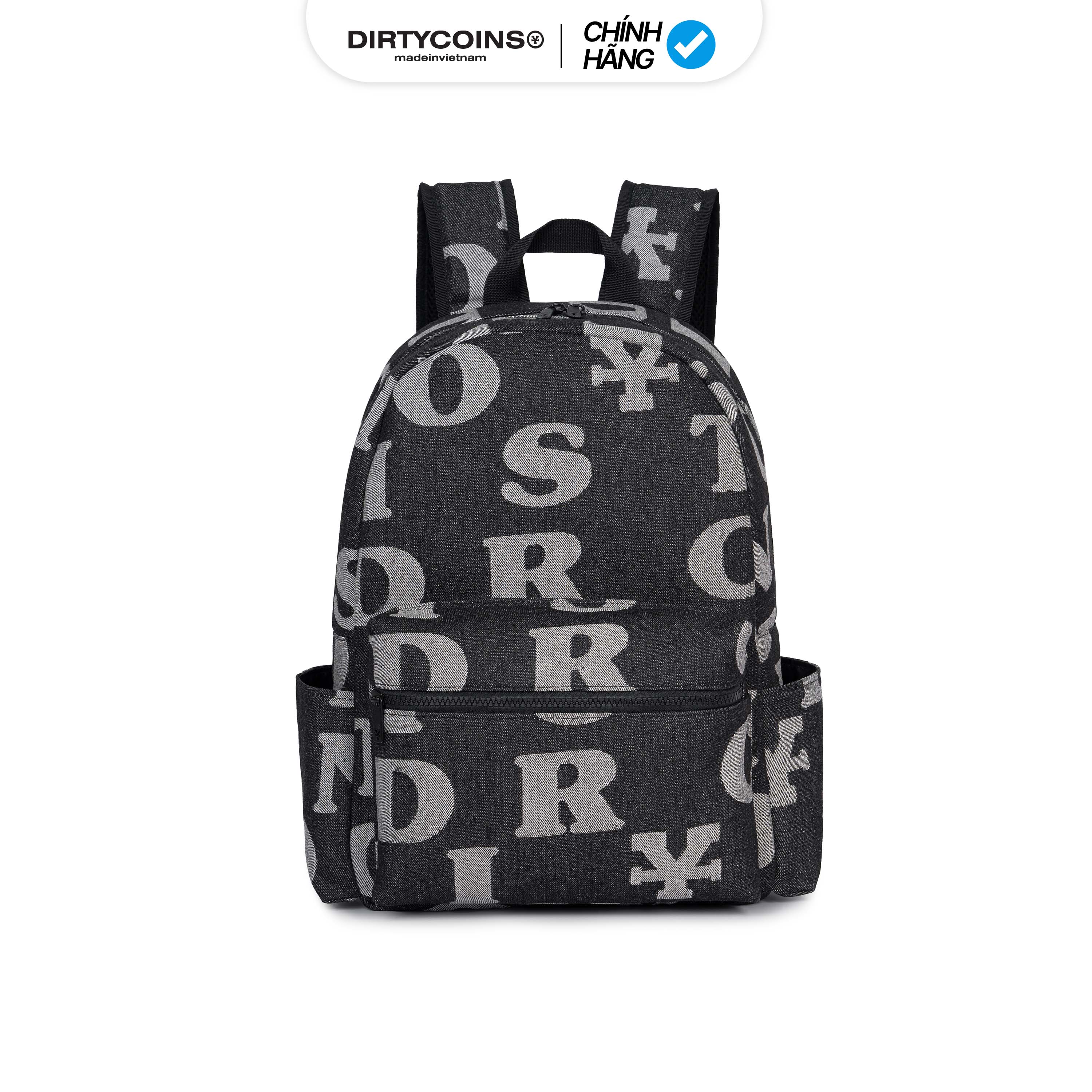 Balo DirtyCoins Letters Monogram Denim Backpack - Black