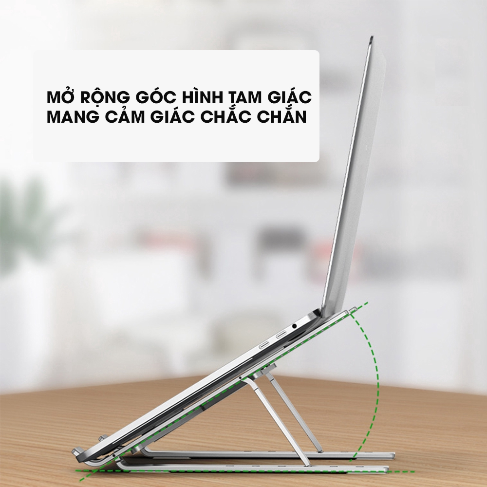 Đế tản nhiệt cho Laptop, Macbook - Giá đỡ, kệ đỡ, phụ kiện cao cấp cho Macbook, Laptop bằng hợp kim nhôm thông minh gấp gọn VINETTEAM - Hàng chính hãng