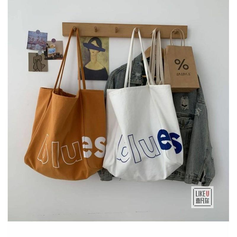 Túi tote vải canvas, túi vải ulzzang. túi tote blue