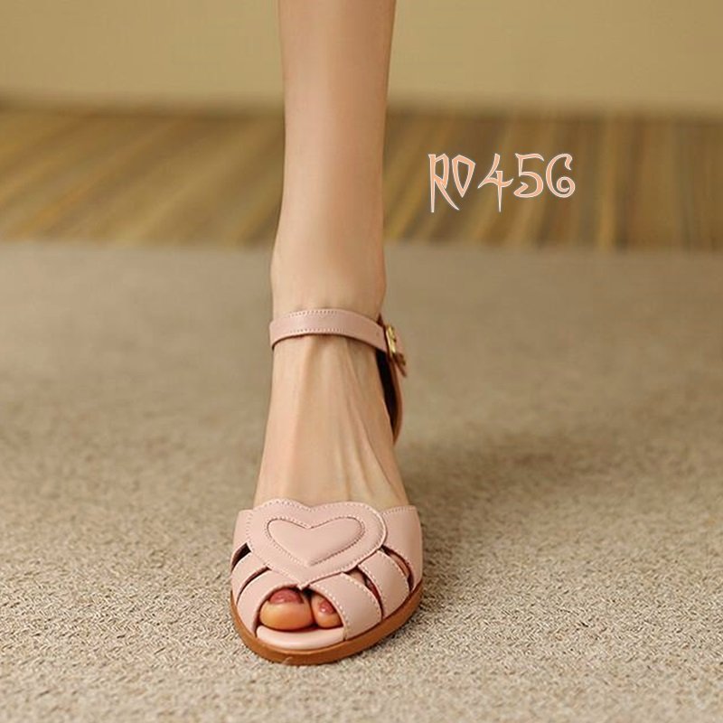Sandal cao gót nữ hở mũi cao cấp ROSATA RO456 cao 5p - Hồng, Trắng - HÀNG VIỆT NAM - BKSTORE