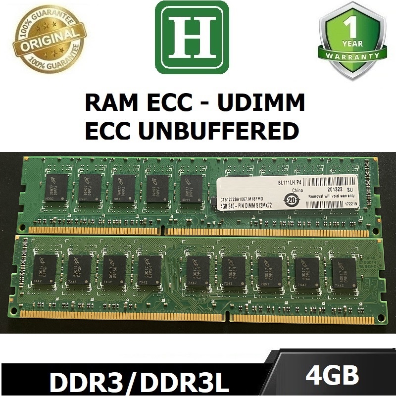 Ram ECC UDIMM DDR3 4GB bus 1066