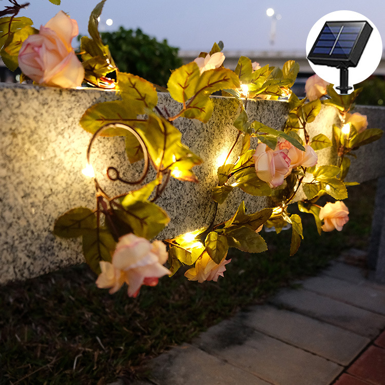 Đèn Trang Trí Năng Lượng Mặt Trời Dây Hoa Hồng, Chiều Dài 7M, 50 Bóng LED, Thắp Sáng Khu Vườn - DA3046