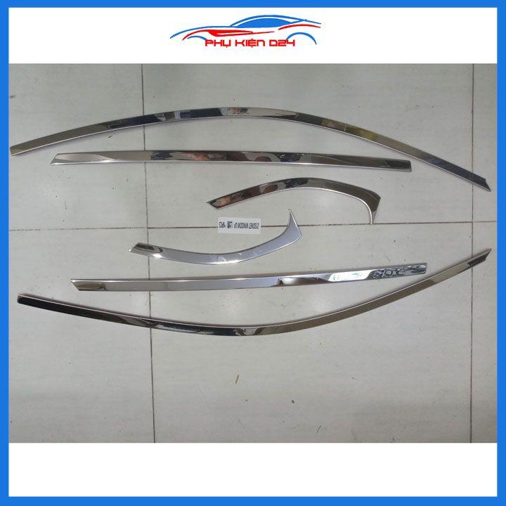 Bộ nẹp viền chân kính cong kính Kia Sonet 2021-2022-2023 Inox sáng bóng chuẩn form xe