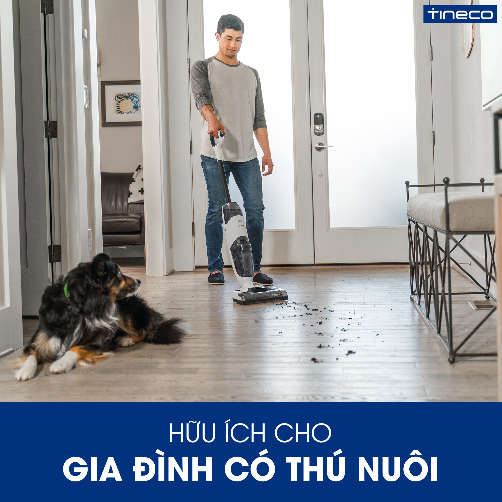 Combo Máy Hút Bụi Lau Nhà Không Dây Tineco Ifloor 2 - Hút Và Lau 2in1 - Tự Vệ Sinh Trục Lăn + Trục Lăn + Nước Lau Sàn