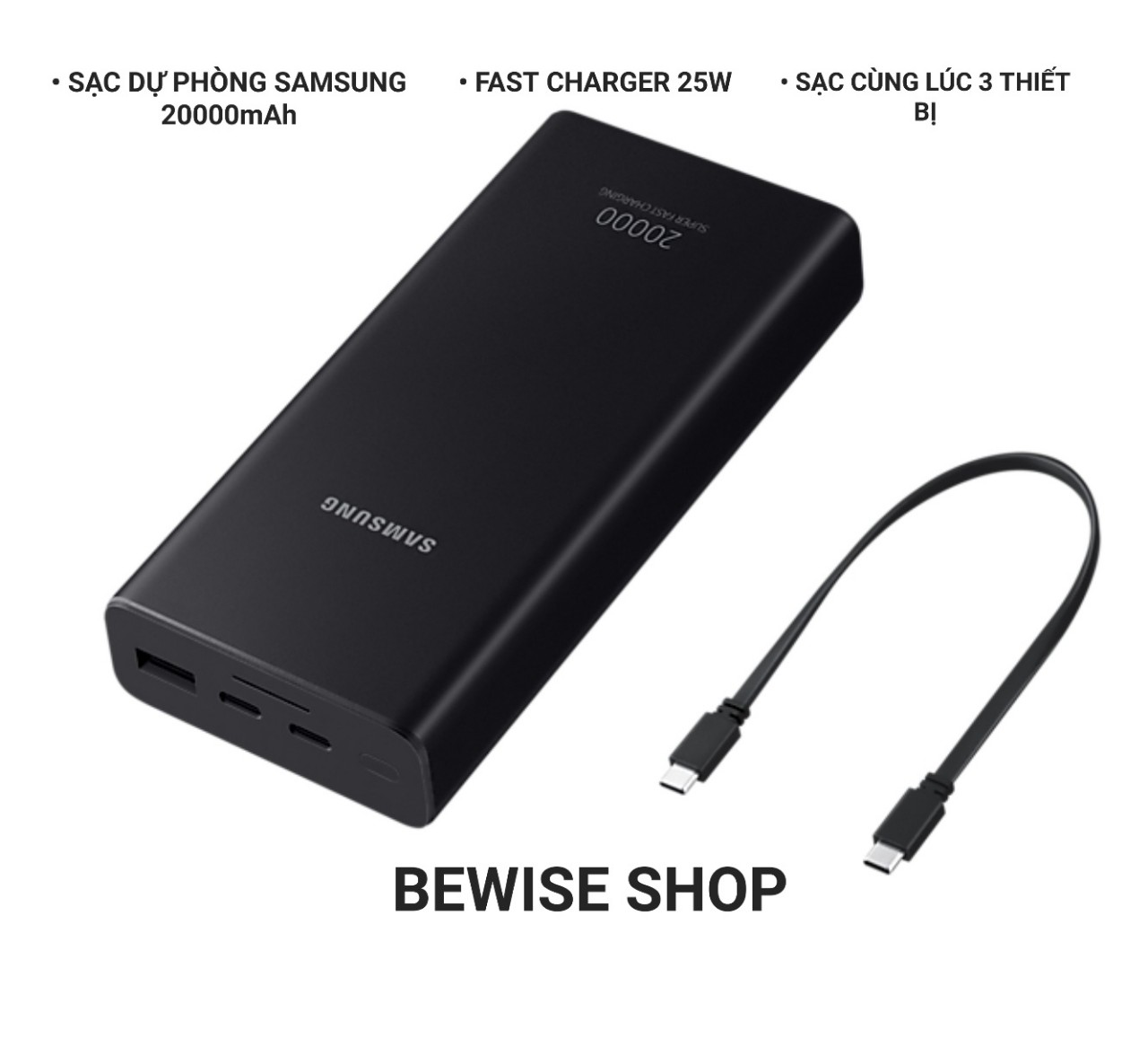 Hình ảnh Sạc Dự Phòng Siêu Nhanh Samsung EB-P5300 3 Cổng - Super Fast Charge, PD 3.0 PDO / PPS, AFC, QC 2.0 Max 25W - Hàng Chính Hãng